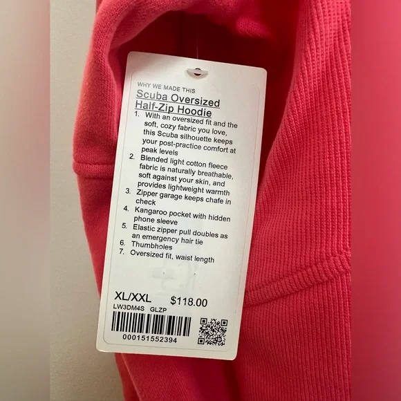 LuluLemon Scuba Oversized Half-Zip Hoodie in Glaze Pink - Picture 5 of 6